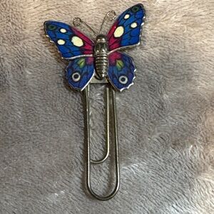 Vintage Enamel Colorful Butterfly Bookmark Clip